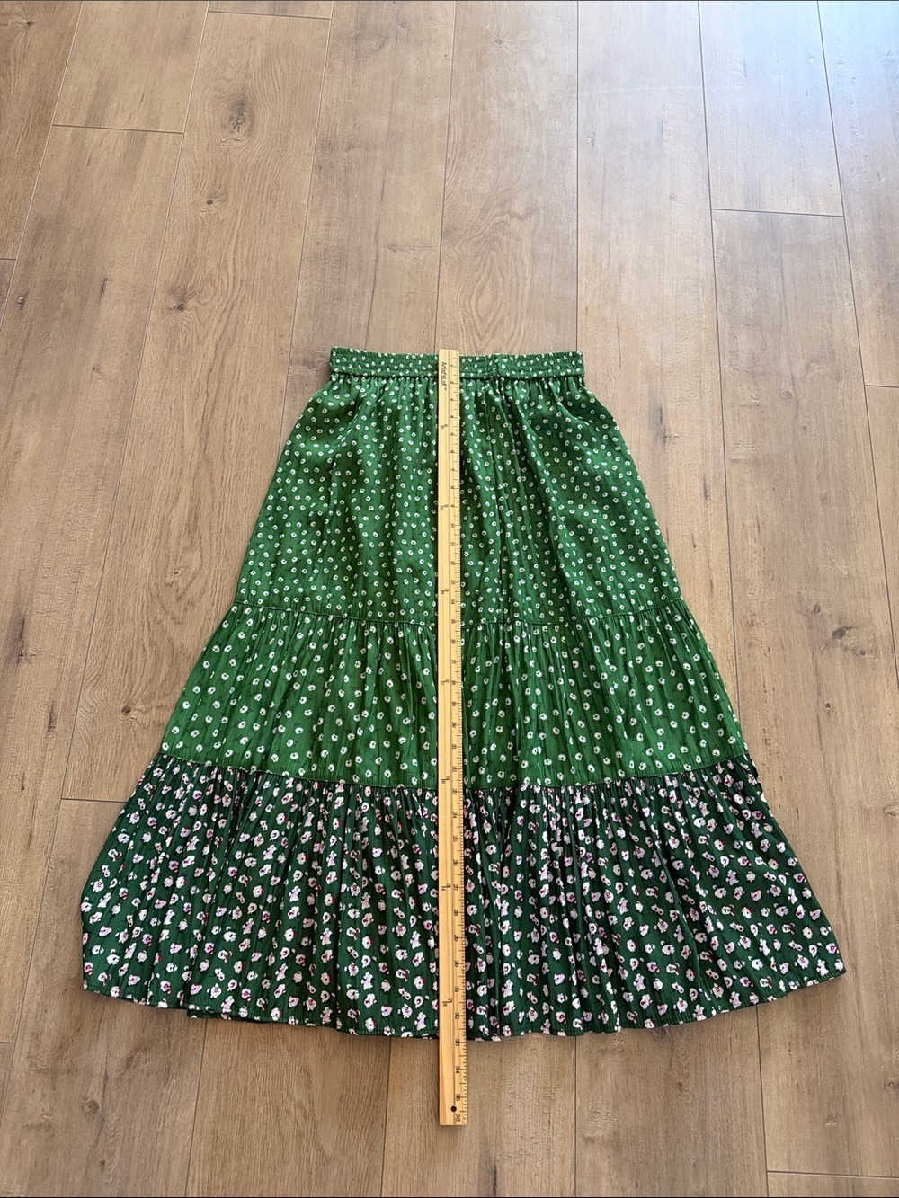 Paul & Joe X Uniqlo Green Ditsy Floral Tiered Maxi Skirt Size M Boho Cottagecore - Picture 10 of 10